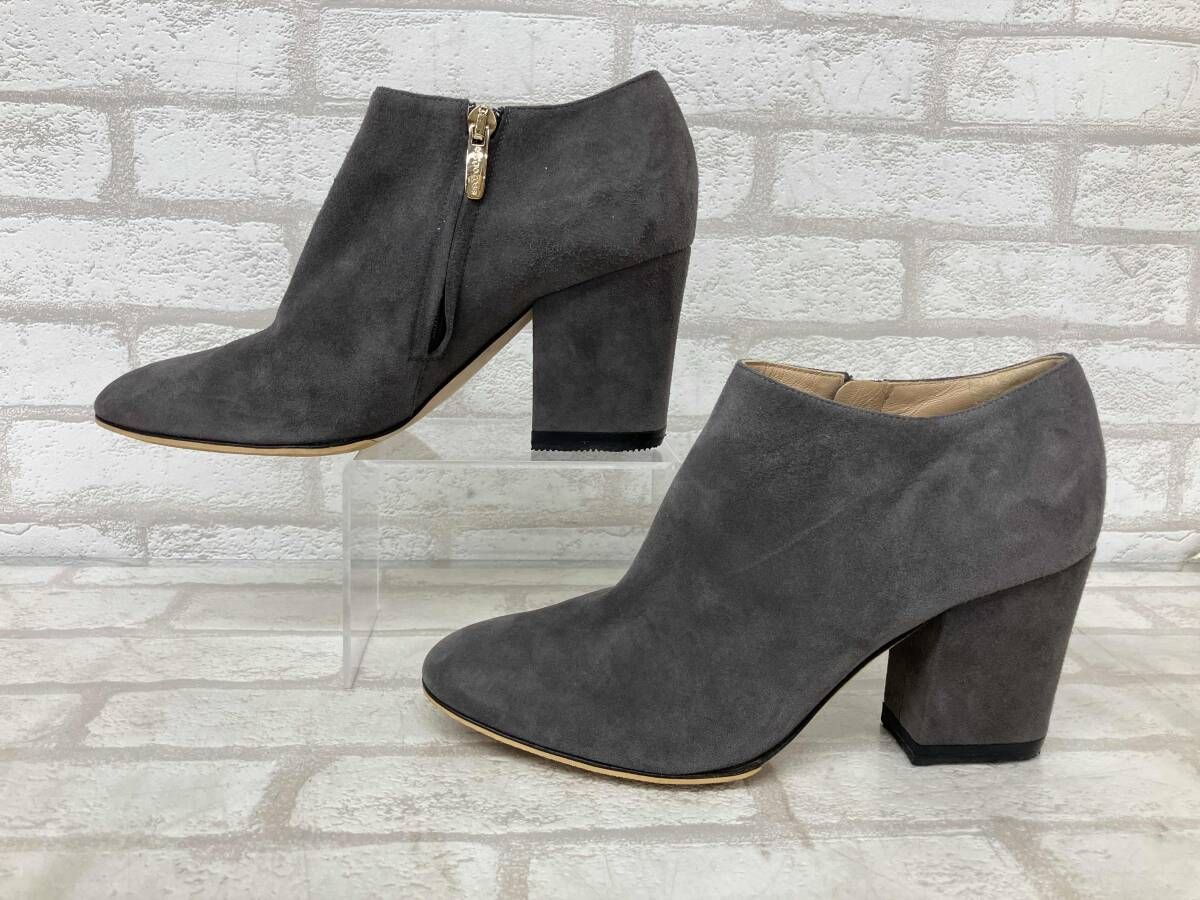 sergio rossi 75272 セルジオロッシ レディース 36 1 2 グレー スウェード ブーティ ショートブーツ ヒール