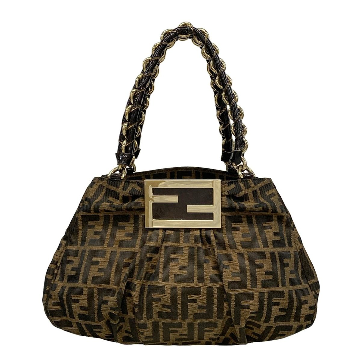 ✨FENDI✨フェンディ✨ズッカ柄✨シルバー金具✨ブラウン✨ハンドバッグ✨ FENDI(フェンディ) ハンドバッグ ズッカ柄 8BR615 ブラウン×黒