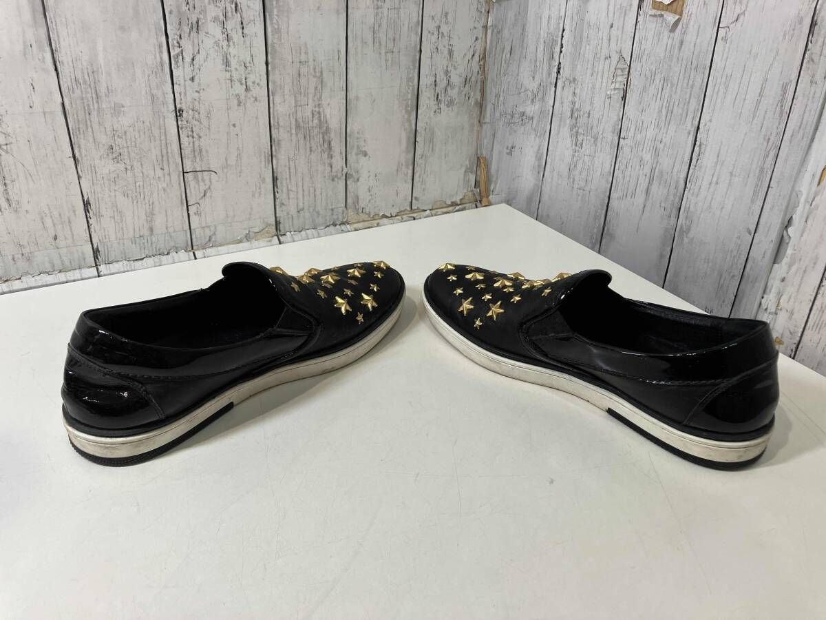 JIMMY CHOO ジミーチュウ レザー スタースタッズスリッポン ブラック