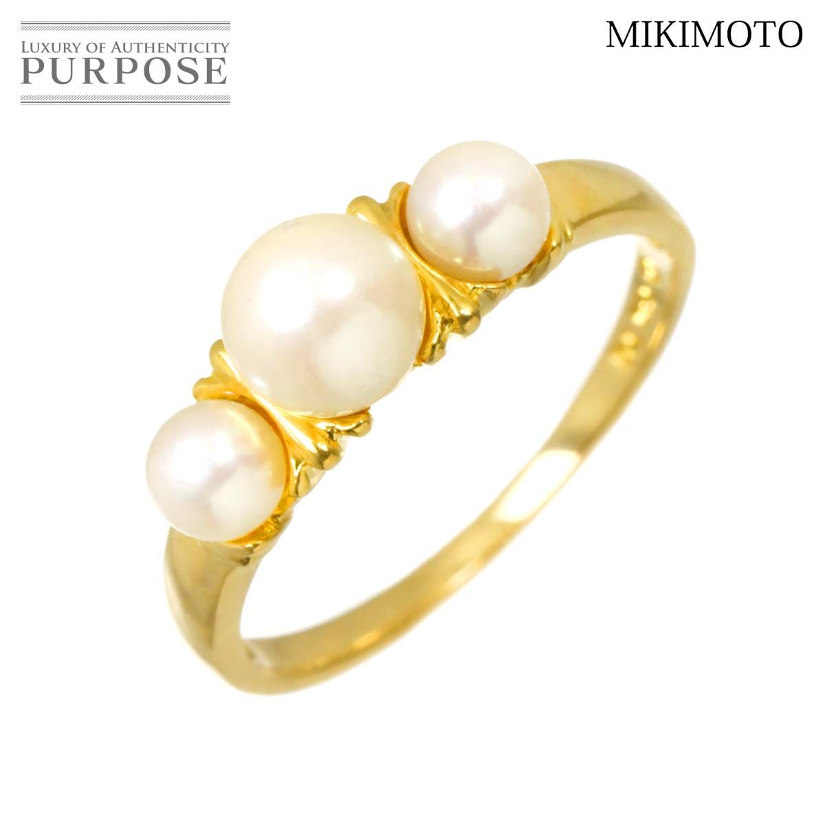 ミキモト★K18★akoyaアコヤ真珠★リング ミキモト MIKIMOTO 11号 リング アコヤ真珠 5.5-3.8mm K18 YG 750