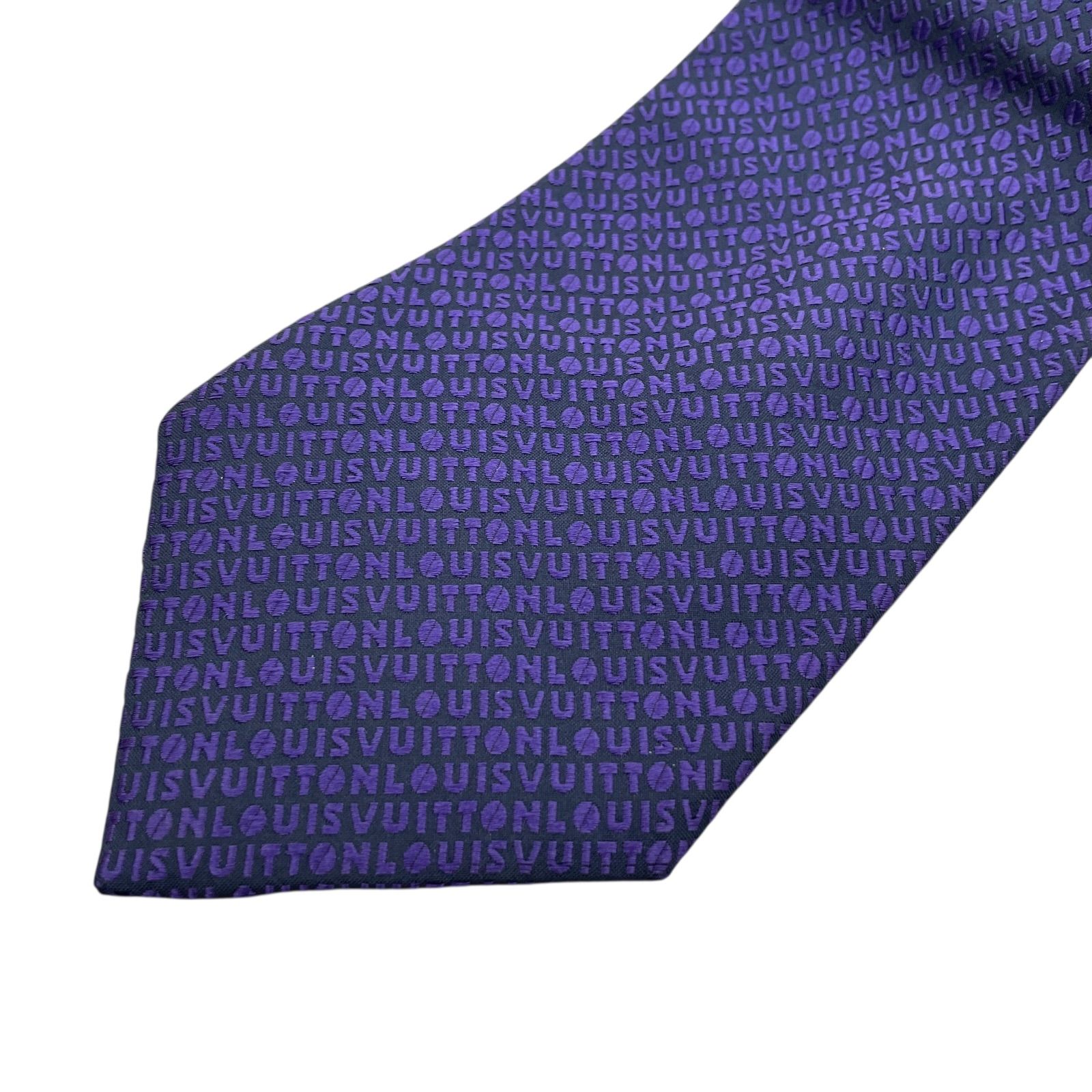 美品 ルイヴィトン Louis Vuitton ネクタイ シルク パープル ☆EM11163 LOUIS VUITTO ルイヴィトン ネクタイ 紳士 ビジネス
