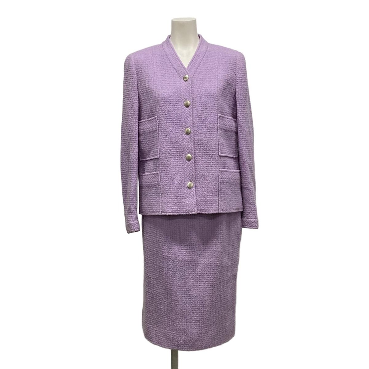 CHANEL シャネル スカートスーツ サイズ40 M レディース - P 10453 ライトパープル 肩パッド ノー ウール