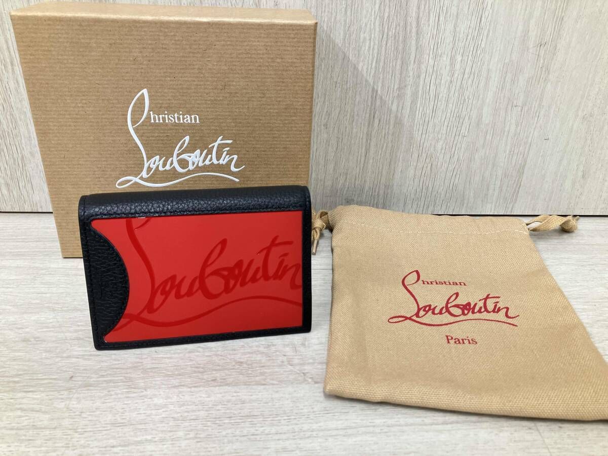 Christian Louboutin クリスチャンルブタン 二つ折りカードケース レッド ブラック 3195057