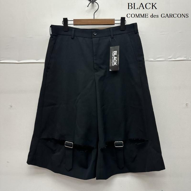 ブラックコムデギャルソン 23 AW ダメージ加工 カットアウト ベルト デザイン バギー ワイド ショート パンツ 1 l p 011 メンズ ISItems 古着