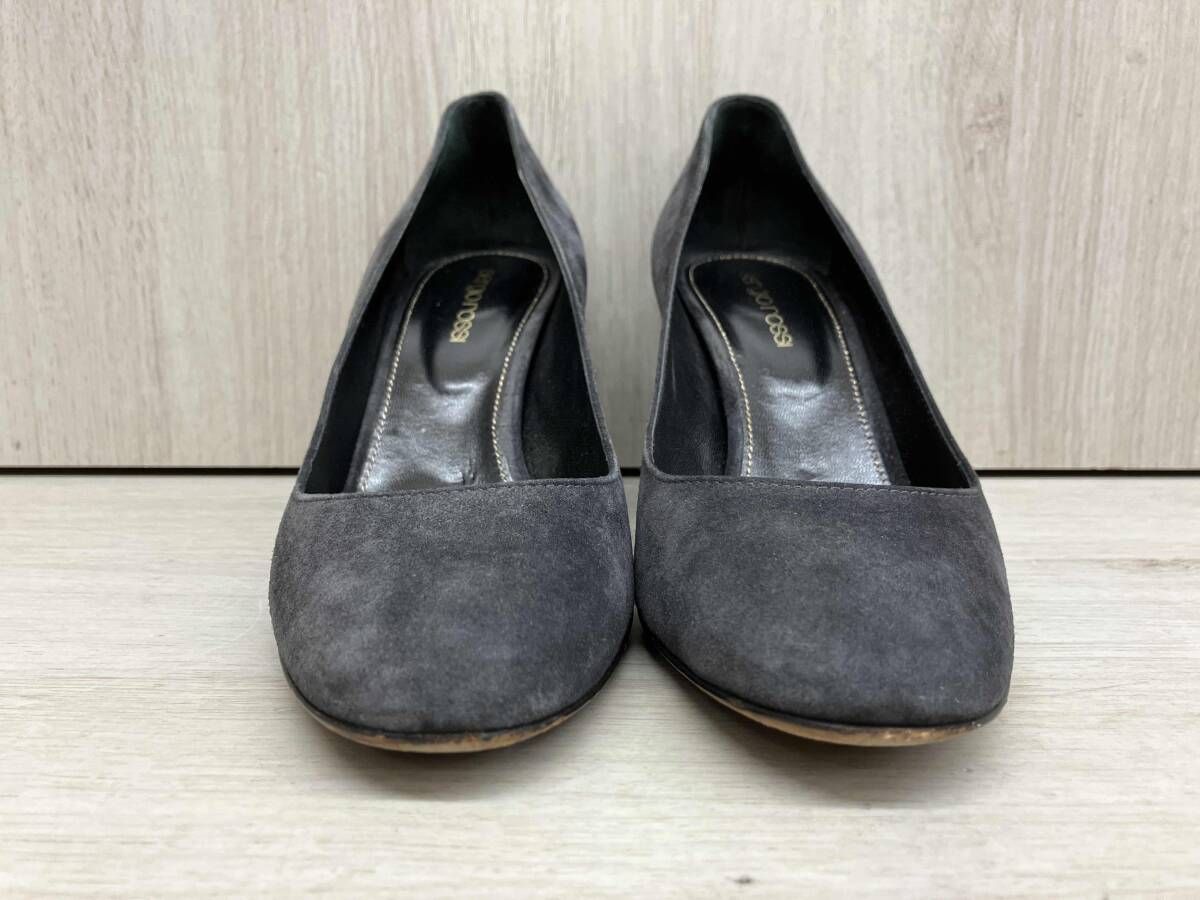 SERGIO ROSSI チャンキーヒール サイズ37 スウェード A 75252ブラック パンプス