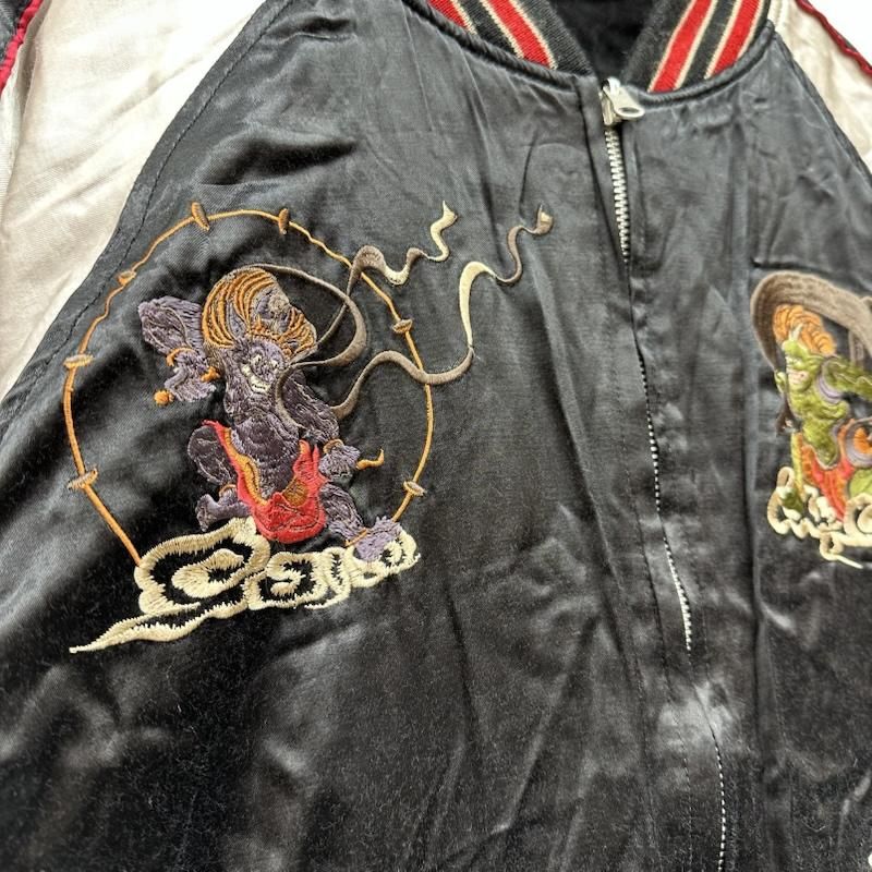 ヒューストン レーヨン ベロア リバーシブル 虎 龍 風神 雷神 刺繍