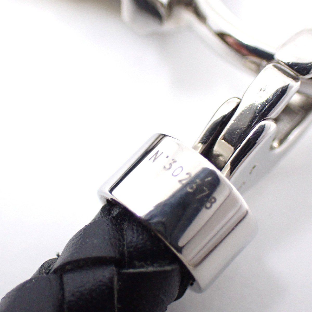 OMEGA オメガ 編み込み ブレスレット ブラック レザー Sサイズ【いおき