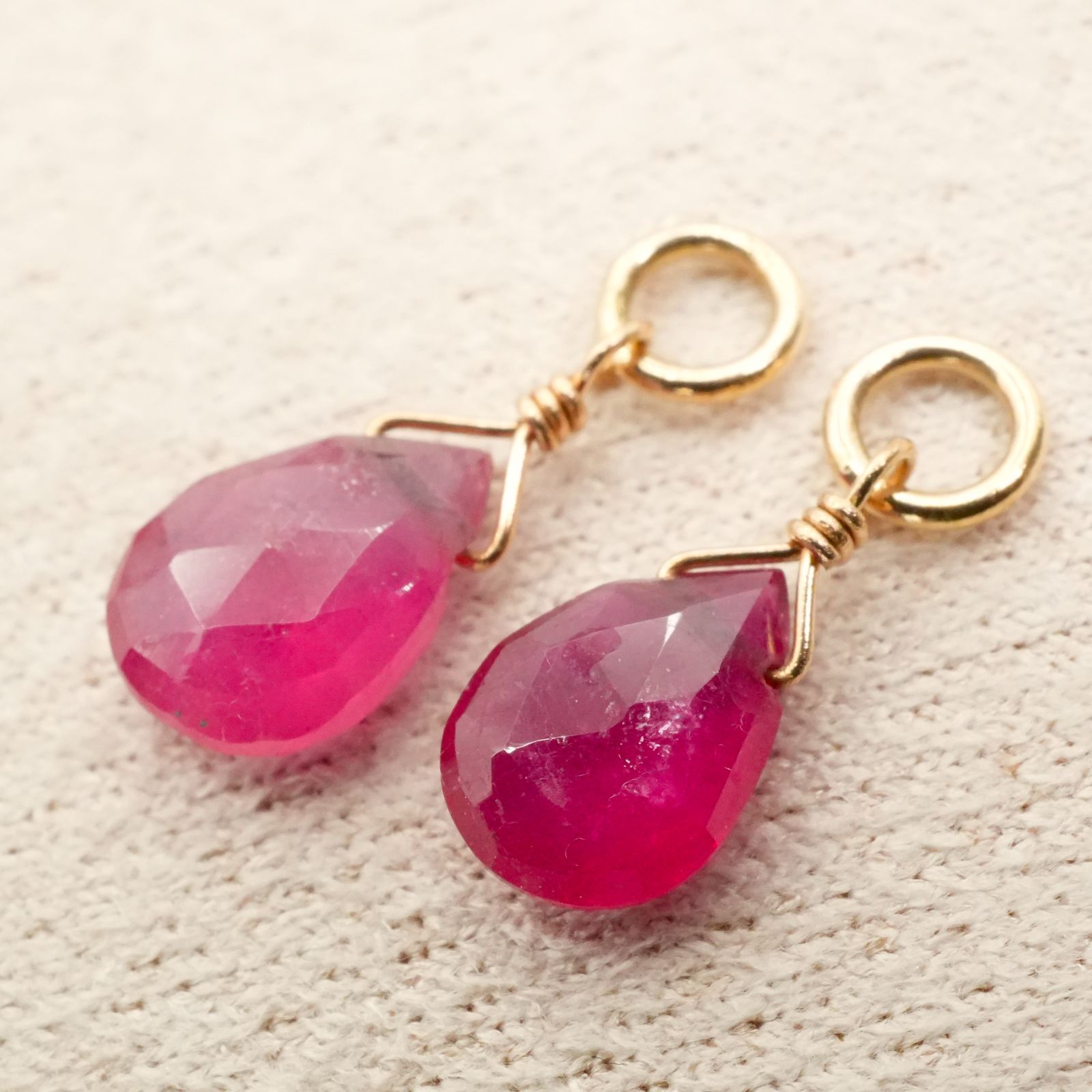 アガット K 10 ルビー ドロップ ピアスチャーム|25-2348 S