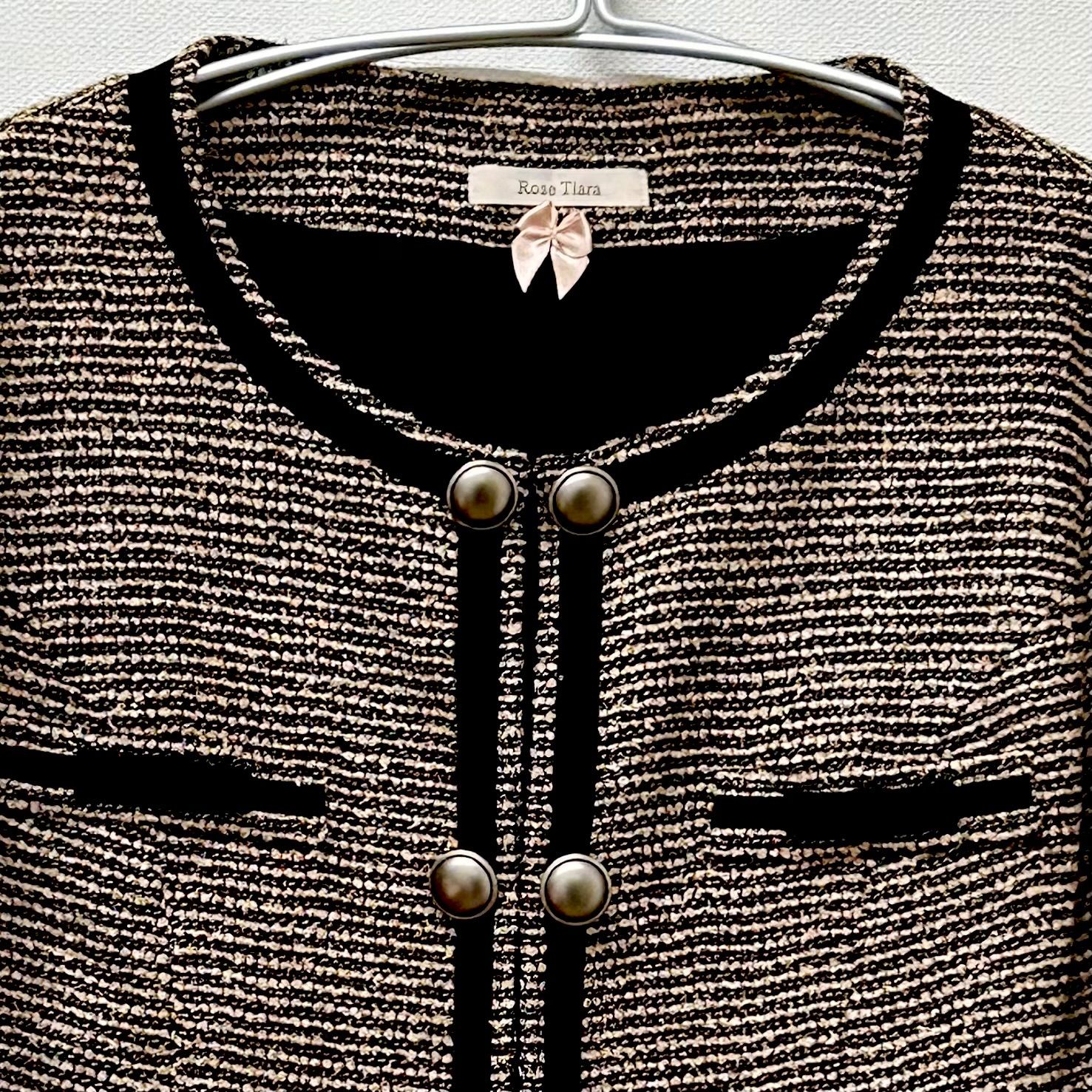 Rose Tiara ローズティアラ ツイード ノーカラージャケット サイズ42