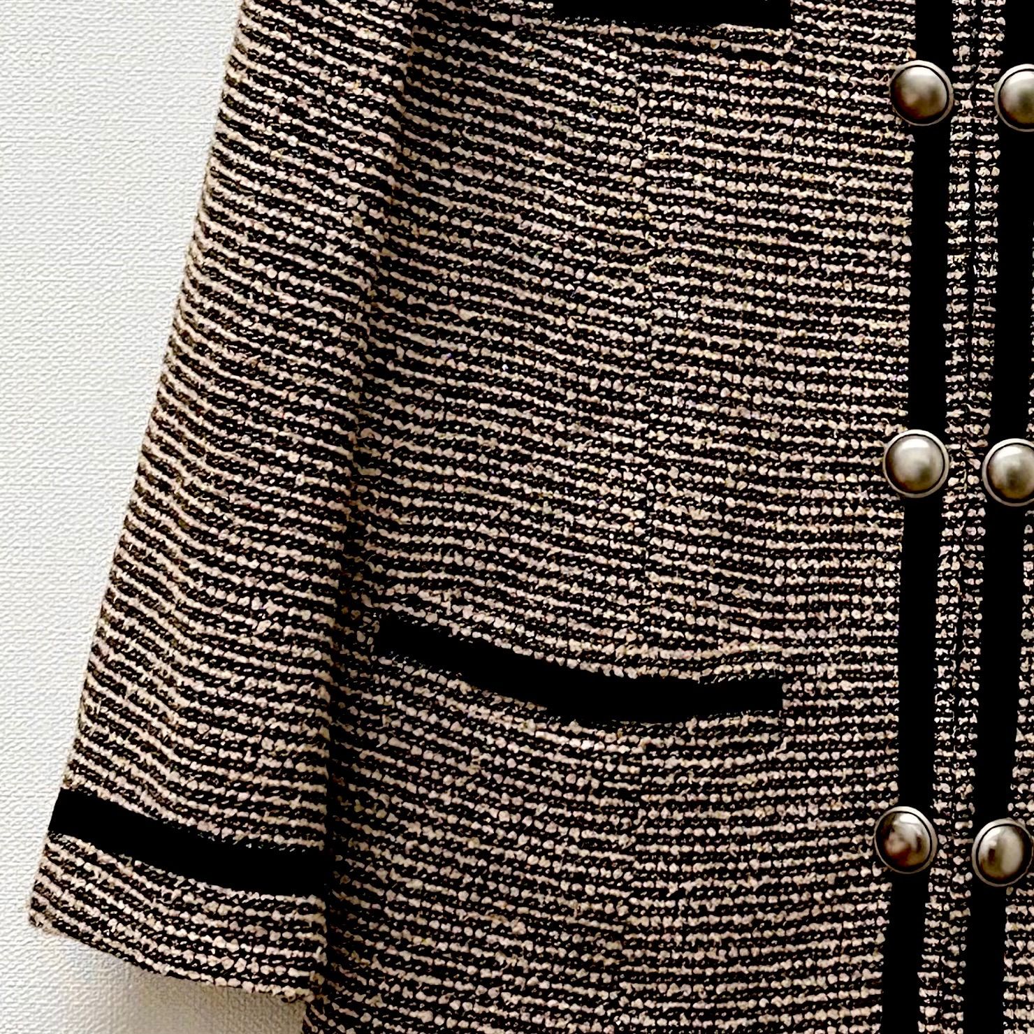 【極美品✨】ローズティアラ　ノーカラージャケット　ツイード　パール　42 Rose Tiara ローズティアラ ツイード ノーカラージャケット サイズ42