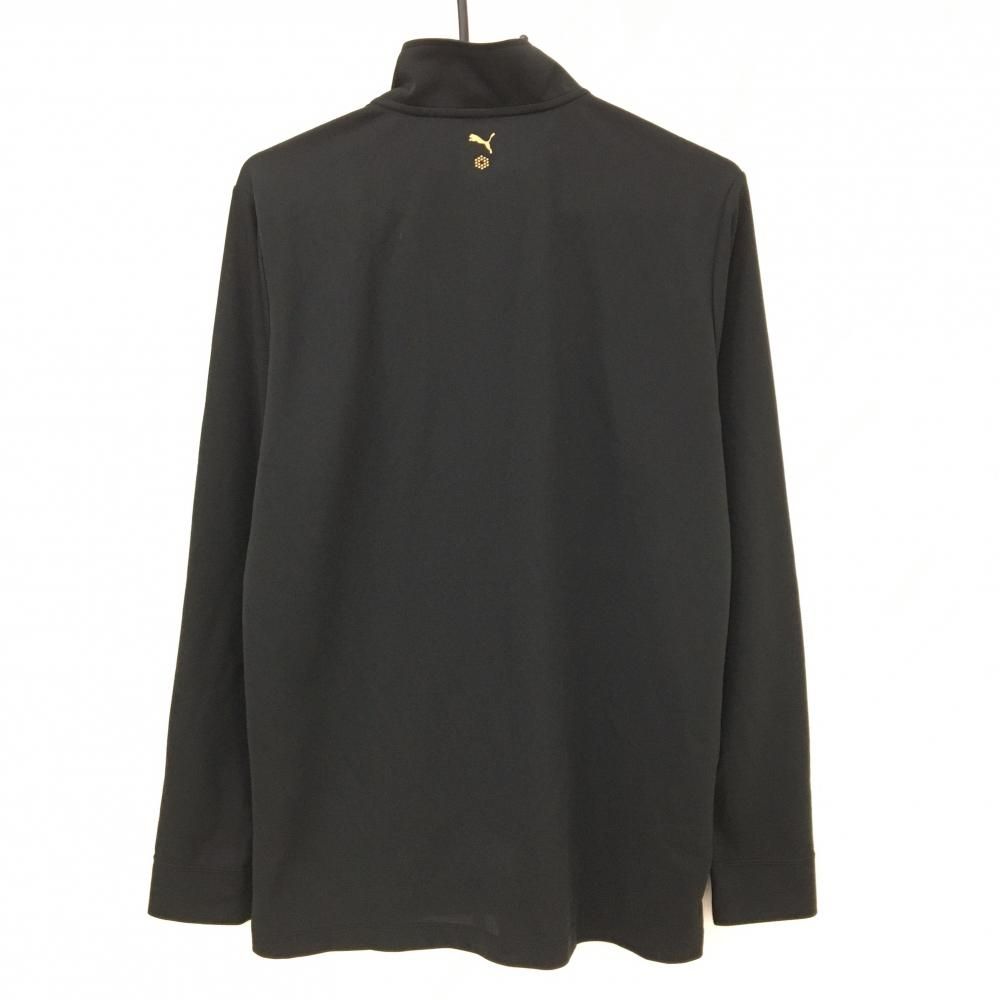 美品】プーマ 長袖ハイネックシャツ 黒 ロゴ刺しゅうレッド ハーフ