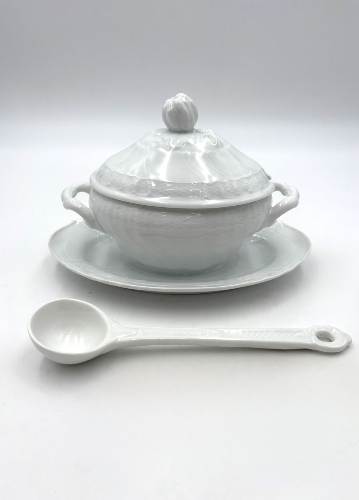 Richard Ginori リチャードジノリ ベッキオホワイト マスタードポット 大 グレービーボート 蓋付き レードル付き