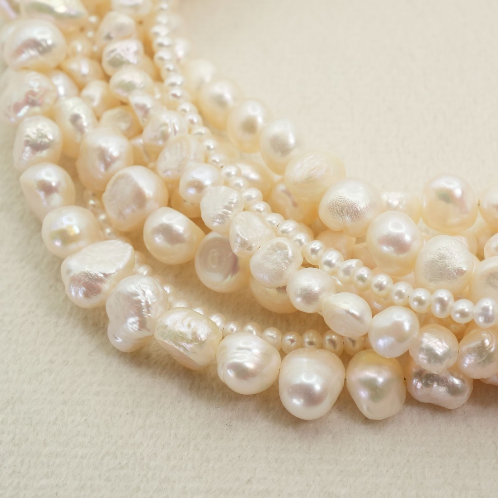 アガット シルバー 淡水パール 4連 ネックレス ゴールド/25-2266M