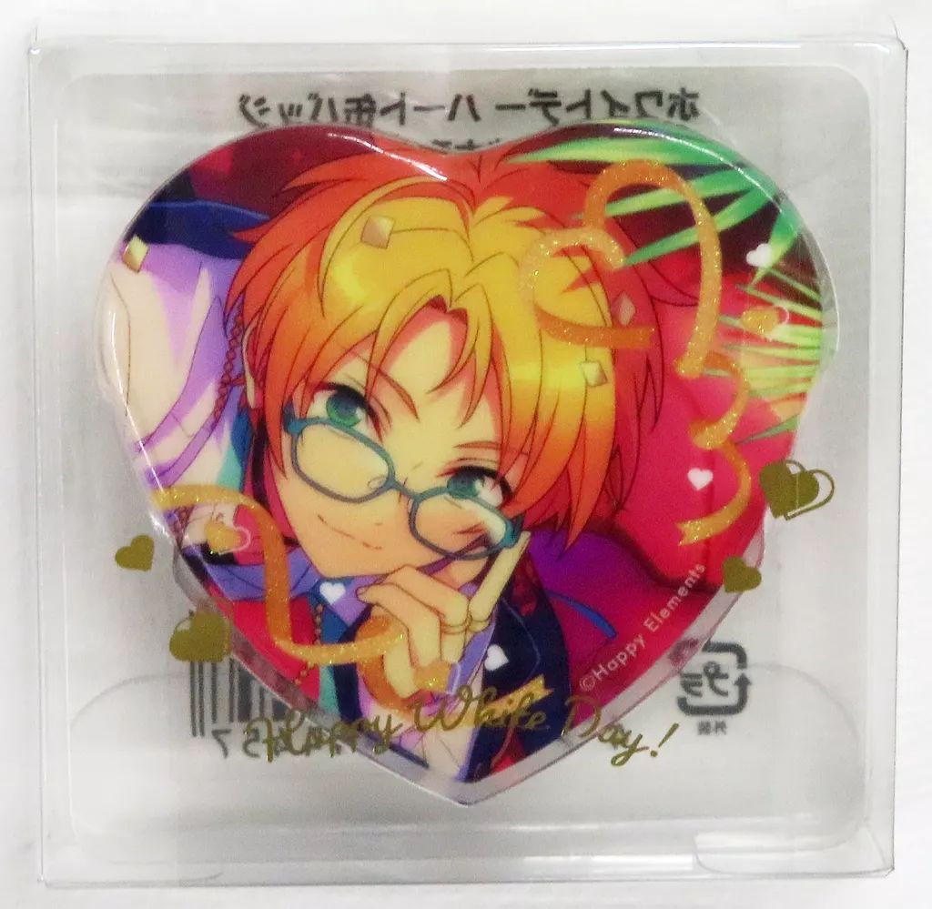 中古】バッジ・ビンズ 遊木真 ホワイトデー ハート缶バッジ 「あんさん