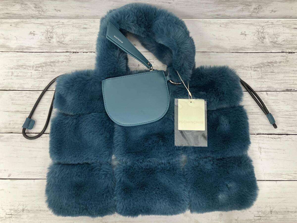PECHINCHAR/ペシンシャ/ハンドバッグ/ファーバッグ/ブルー /状態A