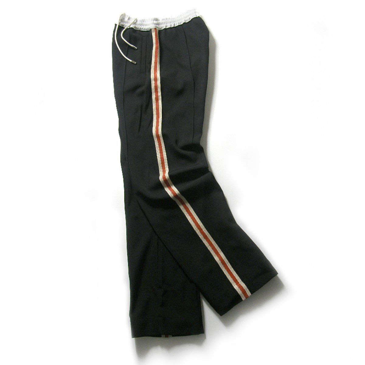 WALES BONNER ウェールズボナー ウール トラックパンツ 側章 サイドラインパンツ ストレッチパンツ ブラック オールシーズン
