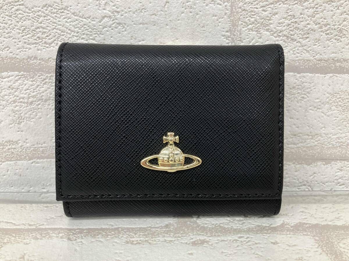 VIVIENNE WESTWOOD ヴィヴィアンウエストウッド 三つ折り財布 小銭入れ 札入れ ウォレット オーブ ブラック レディース