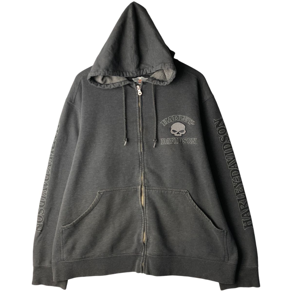 ハーレーダビッドソン パーカー スカル バックプリント 刺繍ロゴ 黒 3XL相当 ハーレーダビッドソン パーカー スカル バックプリント 刺繍ロゴ 黒