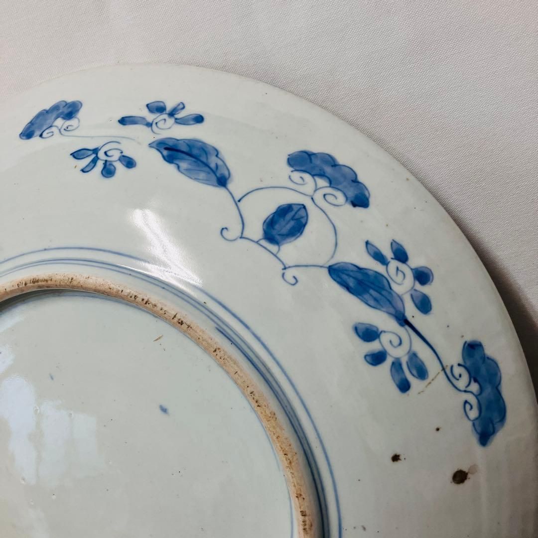 明治期】伊万里焼 飾皿 40cm 古伊万里写し 裏絵有 大皿 骨董 和モダン