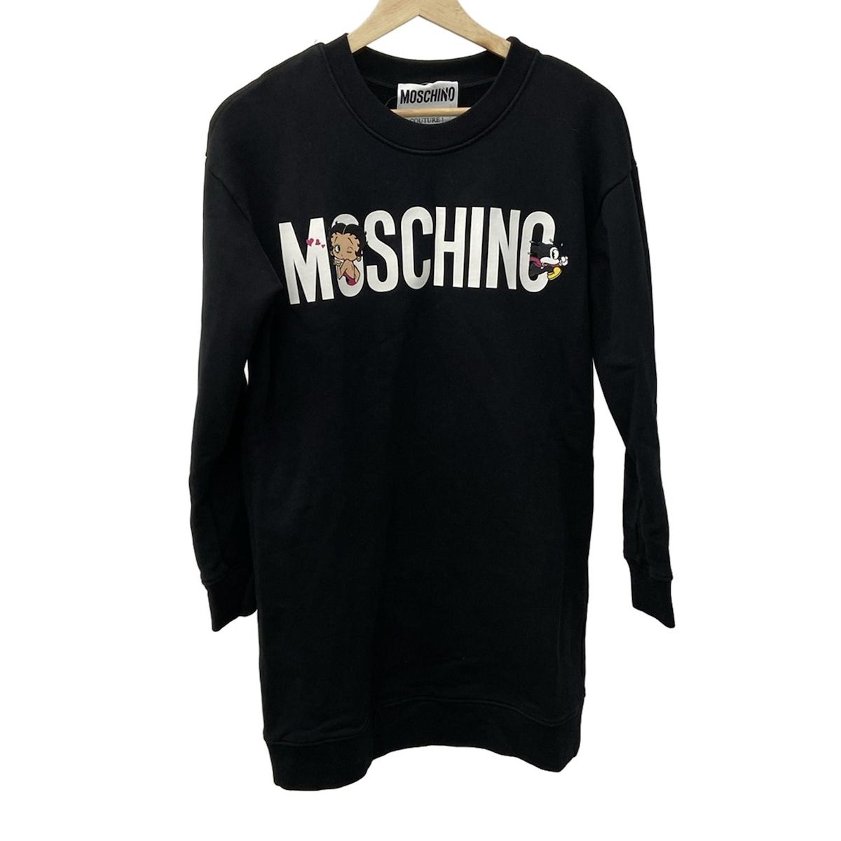 MOSCHINO(モスキーノ) ワンピース レディース美品 黒×白×マルチ 長袖
