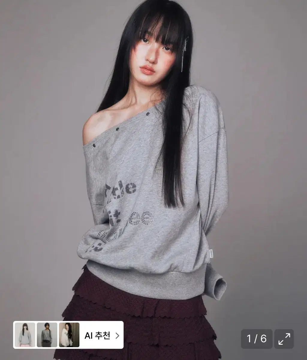 유희 YOUHEETIC HOTFIX OFF-SHOULDER SWEATSH