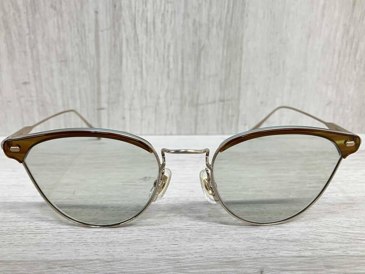 KM-53 KHS メガネ レンズ チタンフレーム ゴールド メンズ サングラス ブルー ケース付き