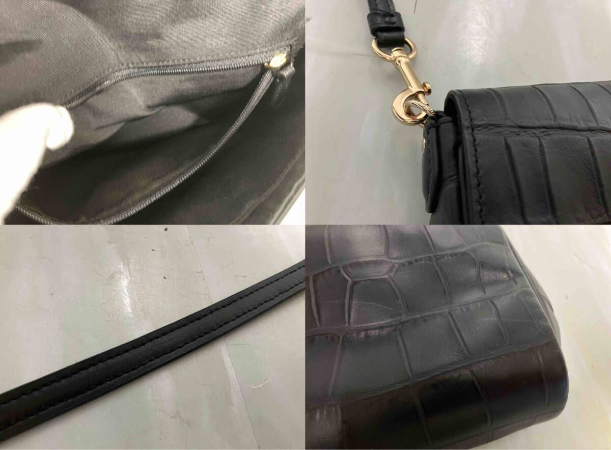 COACH コーチ ショルダーバッグ クロコ 型押し ターンロック レザー