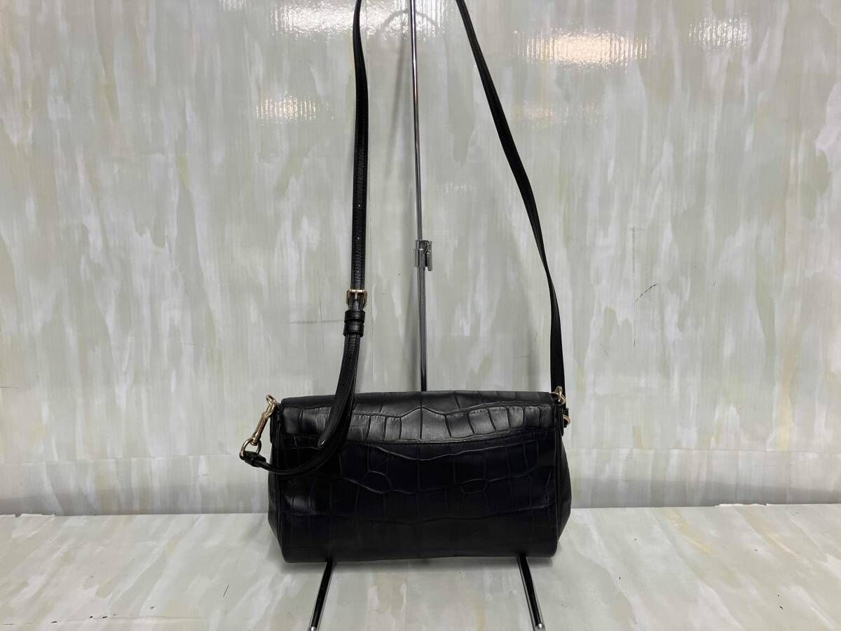 COACH ショルダーバッグ クロコ 型押し ブラック レザー ターンロック COACH コーチ ショルダーバッグ クロコ 型押し ターンロック レザー