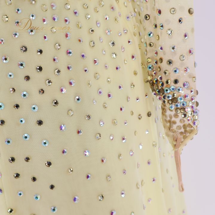 社交ダンス 衣装 ドレス ワンピース 黄色 オレンジ デモ 競技 レース フロート 長袖 イエロー系 オレンジ系 YANAGIDA DANCEWEAR ヤナギダダンスウェア 明るい色 優しいデザイン 女性らしい ドレス ダンス衣装 社交ダンス ダンス バレエ