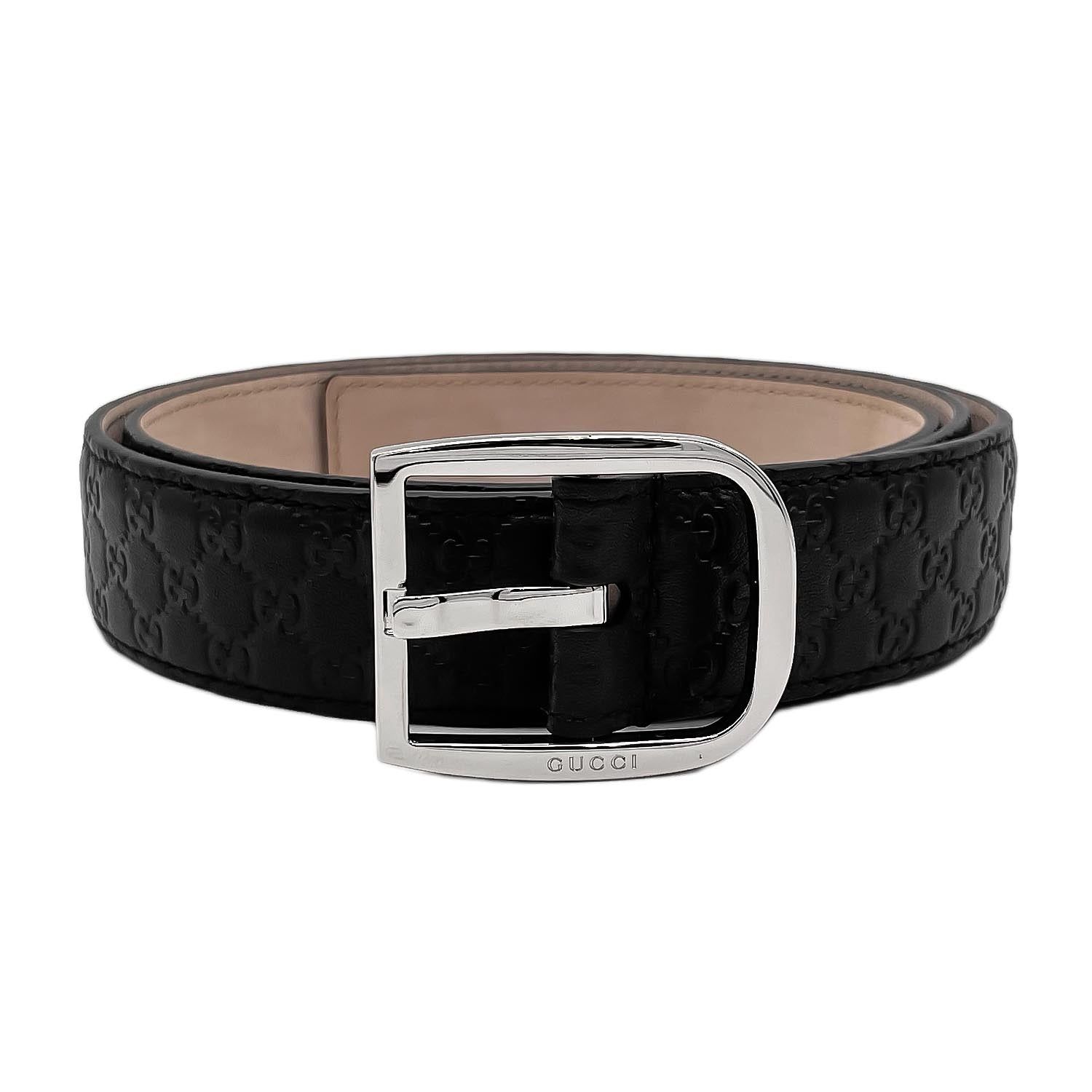GUCCI グッチ 90cm レザー ベルト マイクロGG グッチシマ バックル