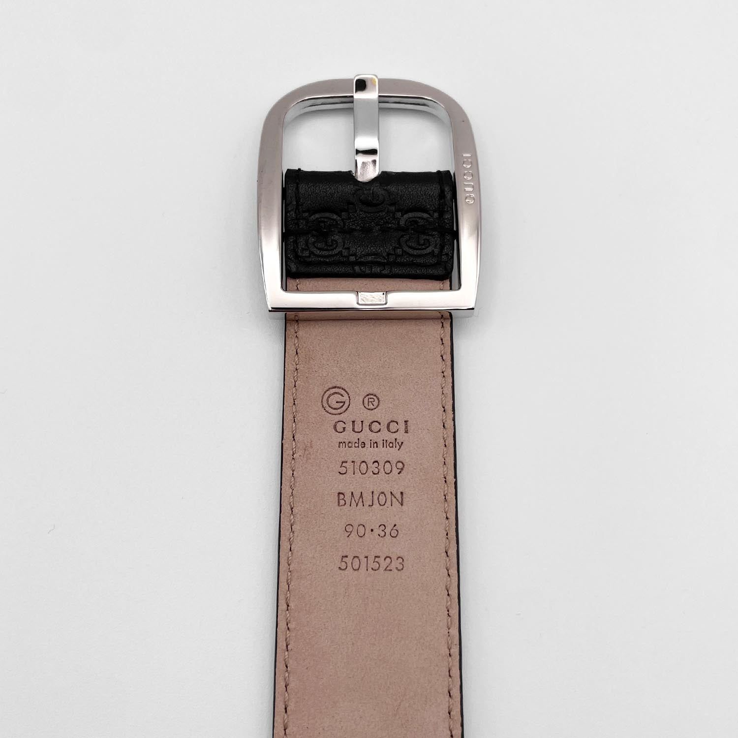 GUCCI グッチ 90cm レザー ベルト マイクロGG グッチシマ バックル