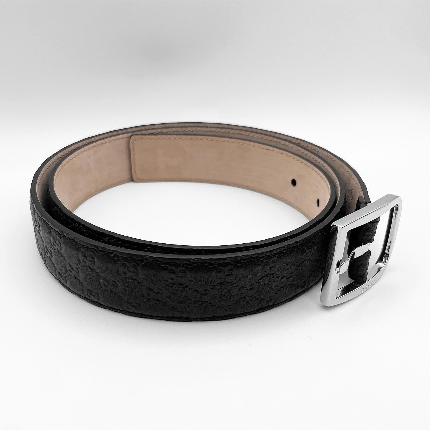 GUCCI グッチ 90cm レザー ベルト マイクロGG グッチシマ バックル