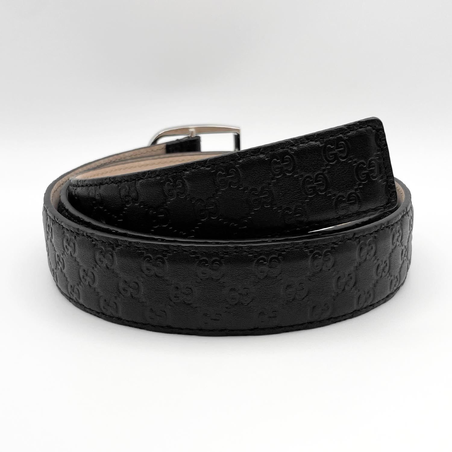 GUCCI グッチ 90cm レザー ベルト マイクロGG グッチシマ バックル