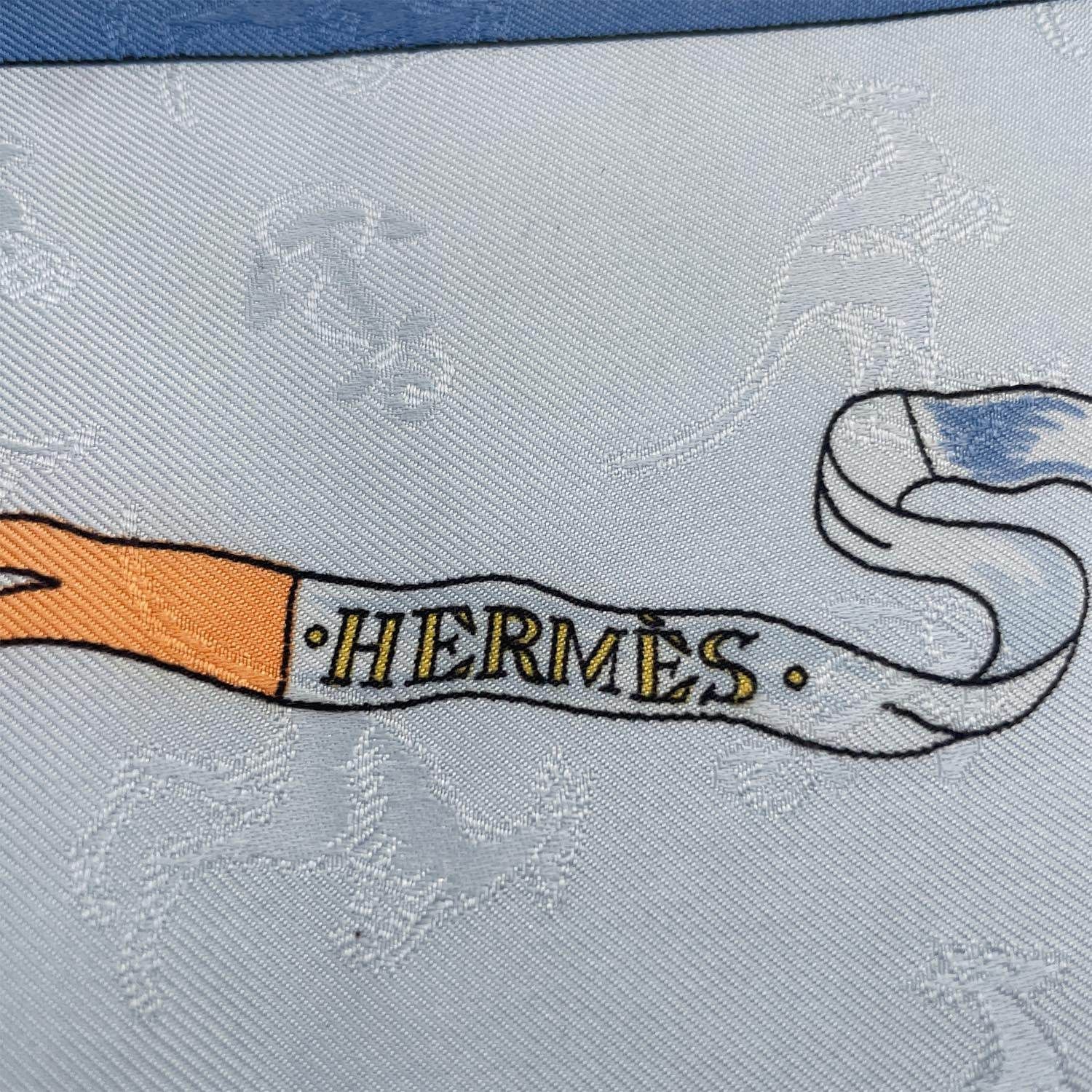 HERMES エルメス カレ90 LE GEOGRAPHE 地理学者 スカーフ ライトブルー