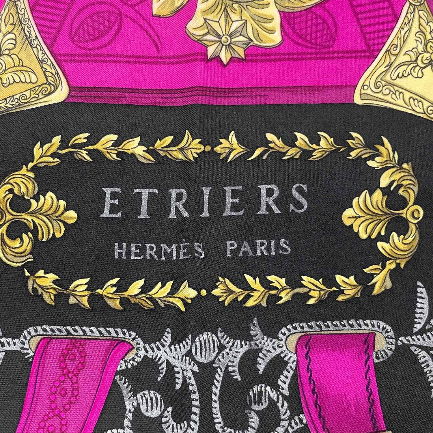 HERMES エルメス カレ90 ETRIERS 鎧 スカーフ ブラック/ピンク - メルカリ