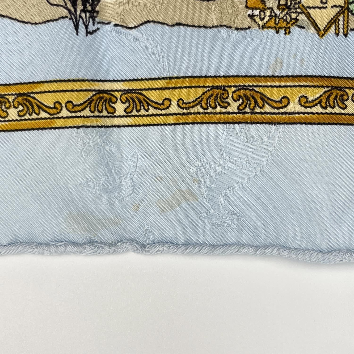 HERMES エルメス カレ90 LE GEOGRAPHE 地理学者 スカーフ ライトブルー