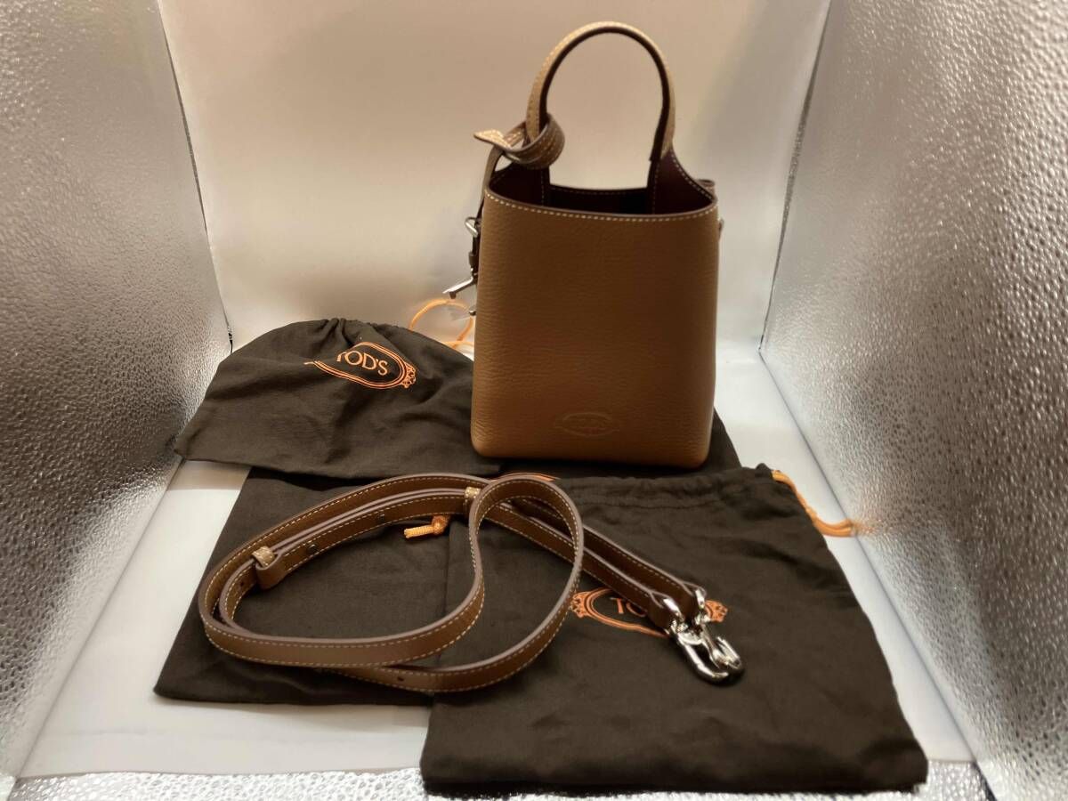 TOD S トッズ ハンドバッグ レザーバッグ マイクロ 2 way ショルダーバッグ ブラウン 箱あり 保存袋あり