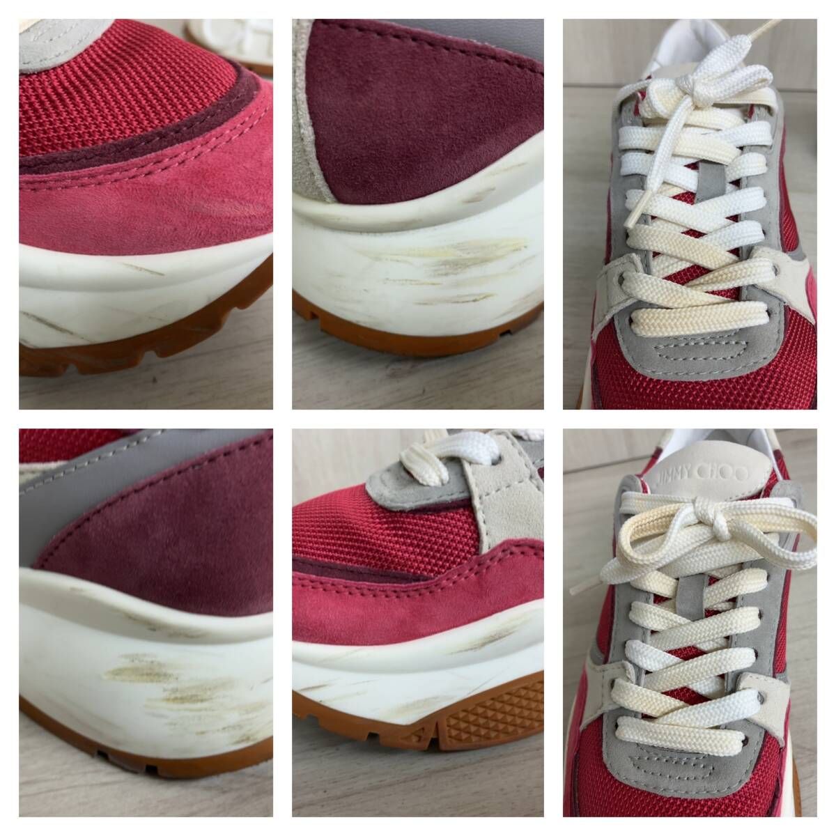 JIMMY CHOO LONDON ジミーチュウ スニーカー レッド×ホワイト×グレー
