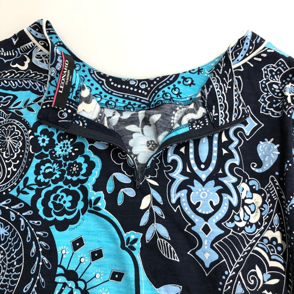 LEONARD レオナール 長袖ブラウス サイズ:LL ペイズリー ネイビー