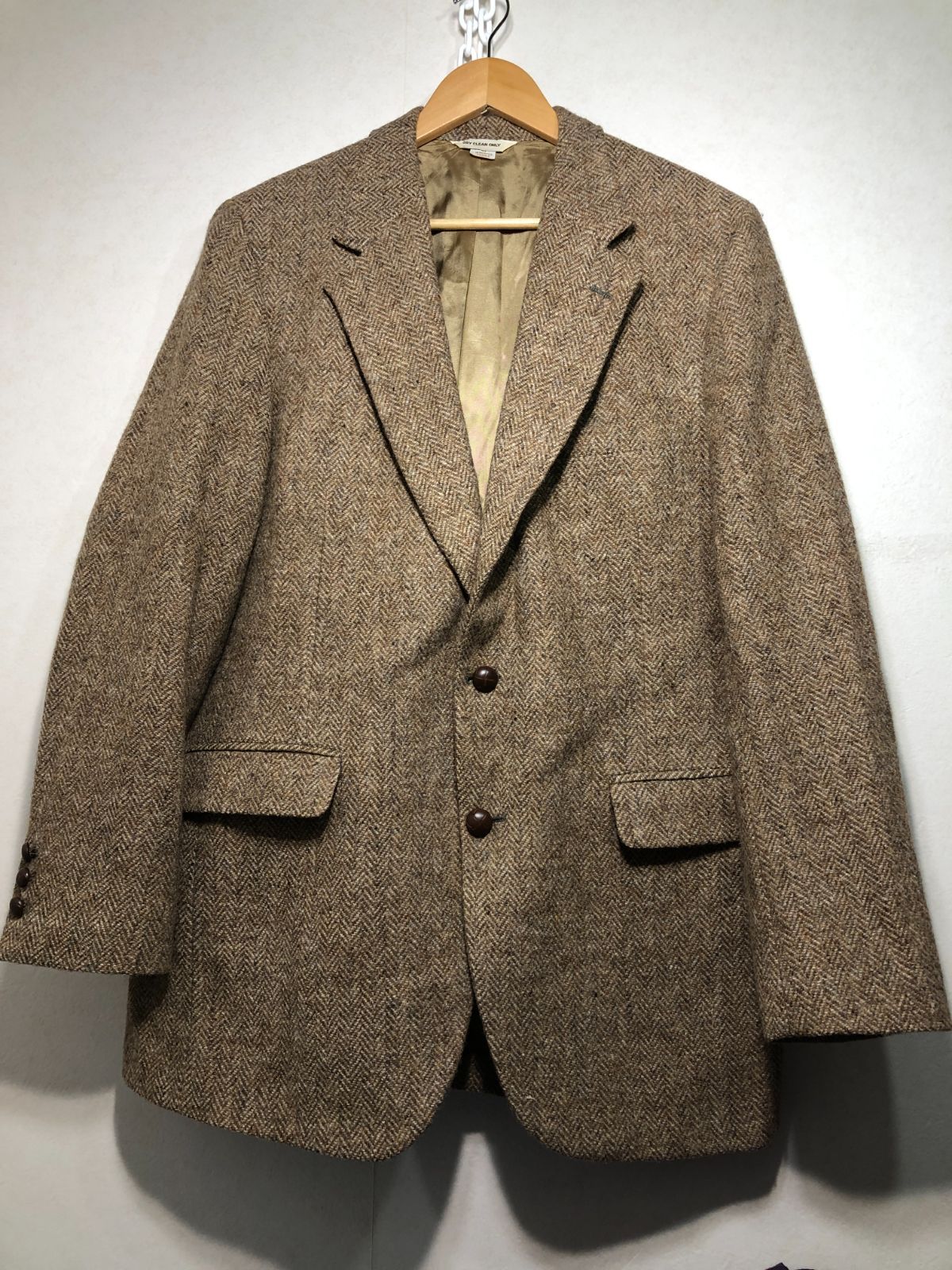 021182 saks fifth avenue Harris Tweedくるみボタン ウール ツイード
