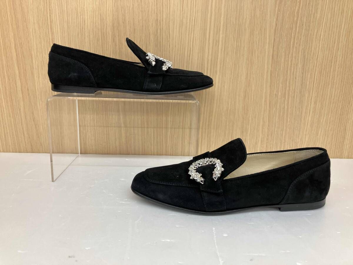 JIMMY CHOO ジミーチュウ スエード ビジューバックル イタリア製