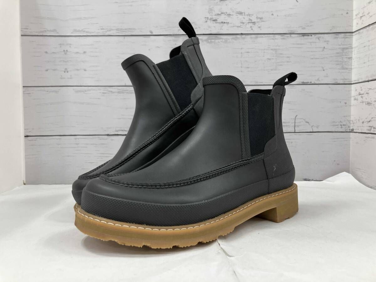 ショートブーツ ブラック HUNTER チェルシーブーツ モックトゥ ショートブーツ