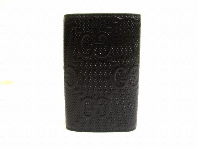 グッチ GUCCI GGエンボス レザー 6連 キーケース キーリング メンズ レディース ♥保管品