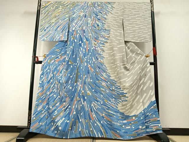 平和屋着物●訪問着　作家物　流水文　金銀彩　正絹　逸品　AABD0724fy 平和屋着物○訪問着 作家物 流水文 金銀彩 正絹 逸品 AABD0724fy