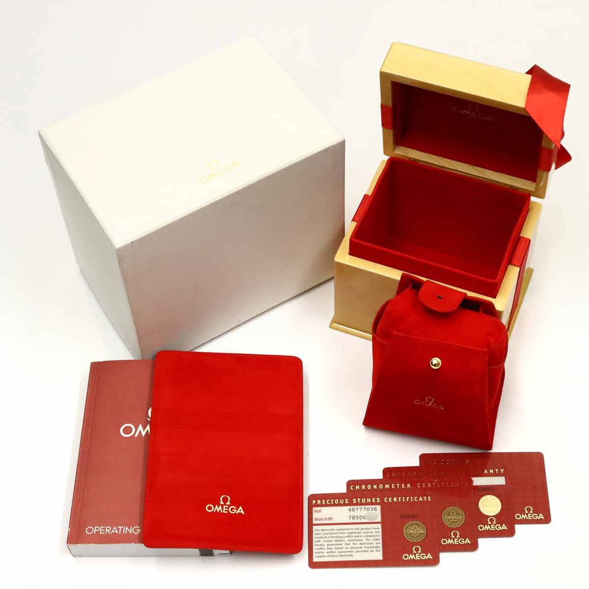 オメガ OMEGA デビル コーアクシャル 4877 70 36 クロノグラフ レディース 腕時計 ダイヤ ベゼル デイト 自動巻き DeVille