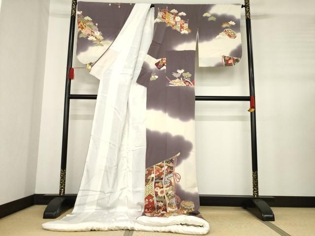 平和屋着物 お引きずり お引き摺り 訪問着 和装 結婚式 舞妓 芸妓 芸者 衣装 几帳貝桶花文 鶴 暈し染め 正絹 ck