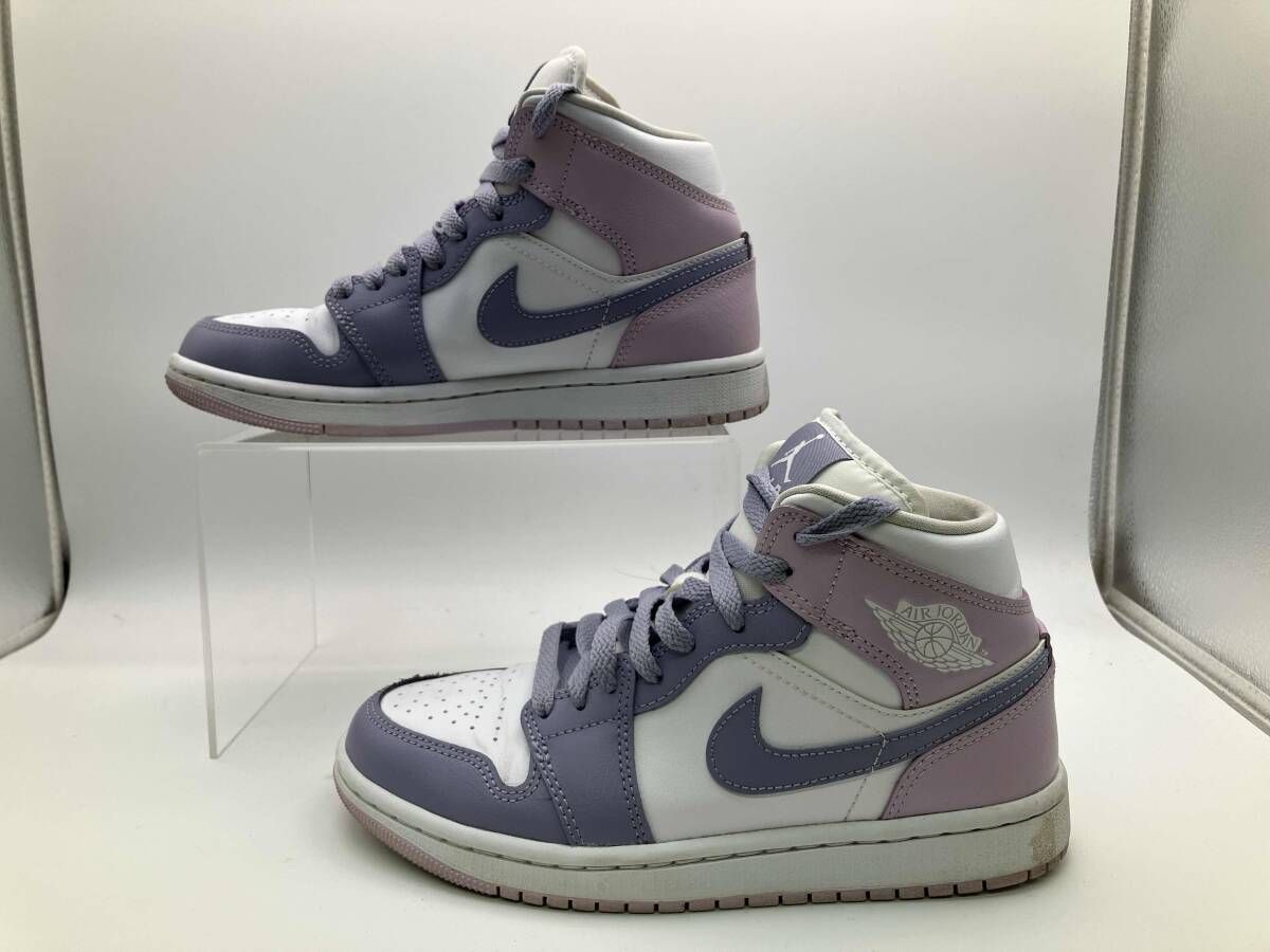 NIKE ナイキ スニーカー 23 cm UK 3.5 EUR 36.5 WMNS AIR JORDAN 1 MID BQ 6472-510 ホワイト パープル ピンク 箱あり