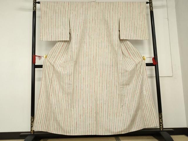 平和屋着物▽染司よしおか　五代目　吉岡幸雄　紬　単衣　縞　正絹　逸品　AABE0032cs 平和屋着物▽染司よしおか 五代目 吉岡幸雄 紬 単衣 縞 正絹 逸品