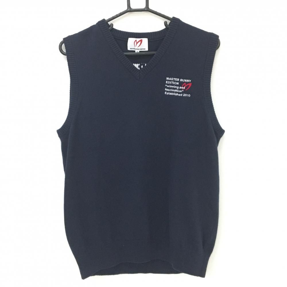 美品】マスターバニー ニットベスト ネイビー バックロゴ コットン