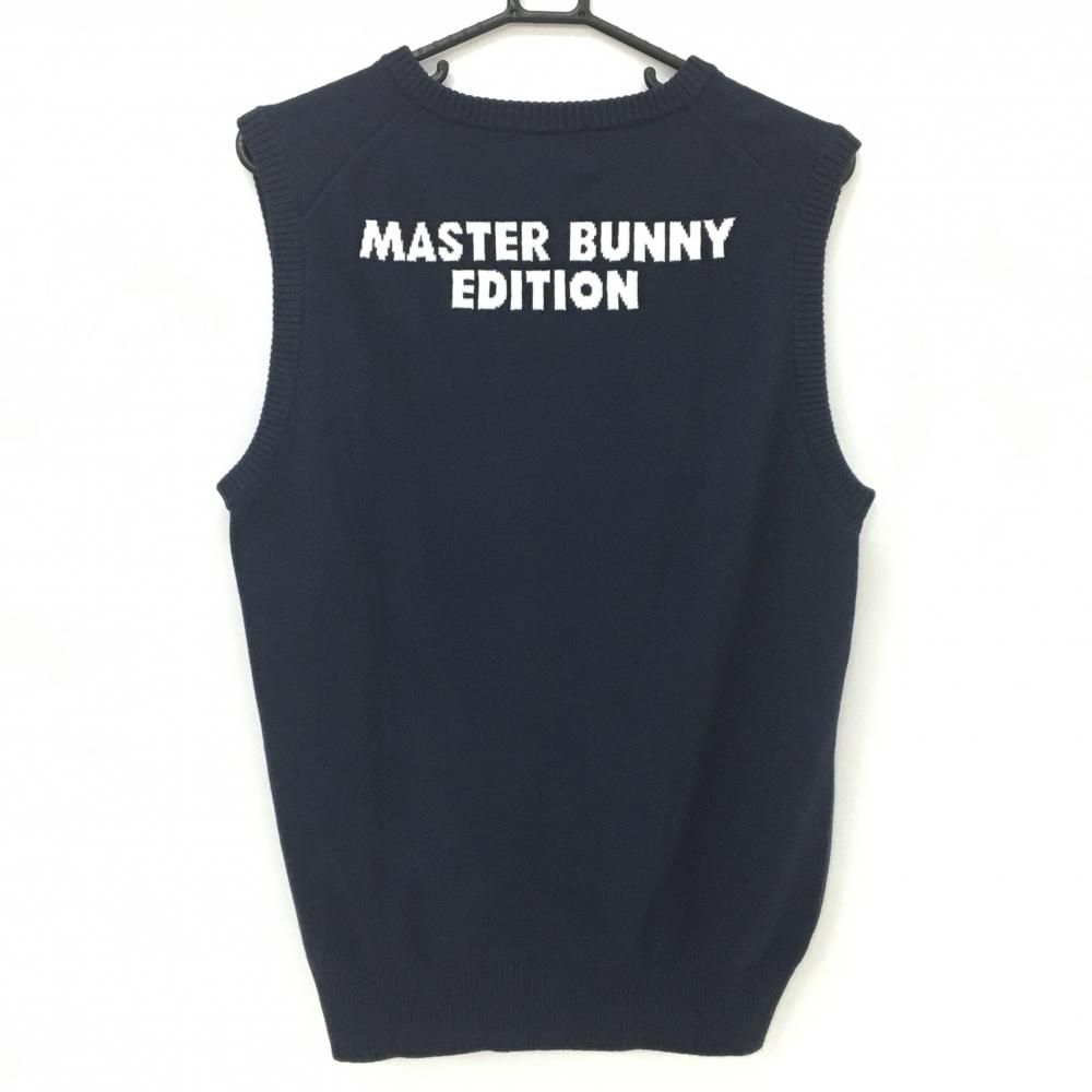美品】マスターバニー ニットベスト ネイビー バックロゴ コットン